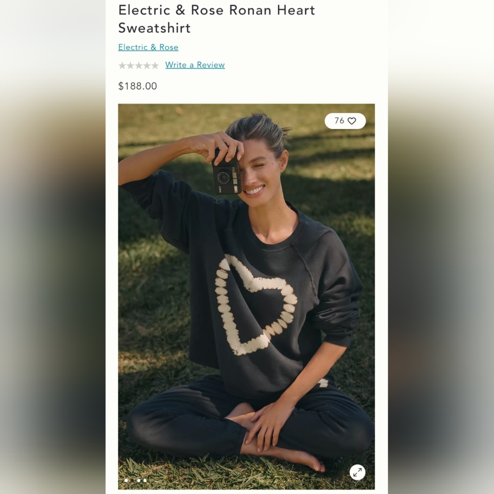 Anthropologie Electric & Rose Ronan Heart Sweatshirt - Picture 3 of 9